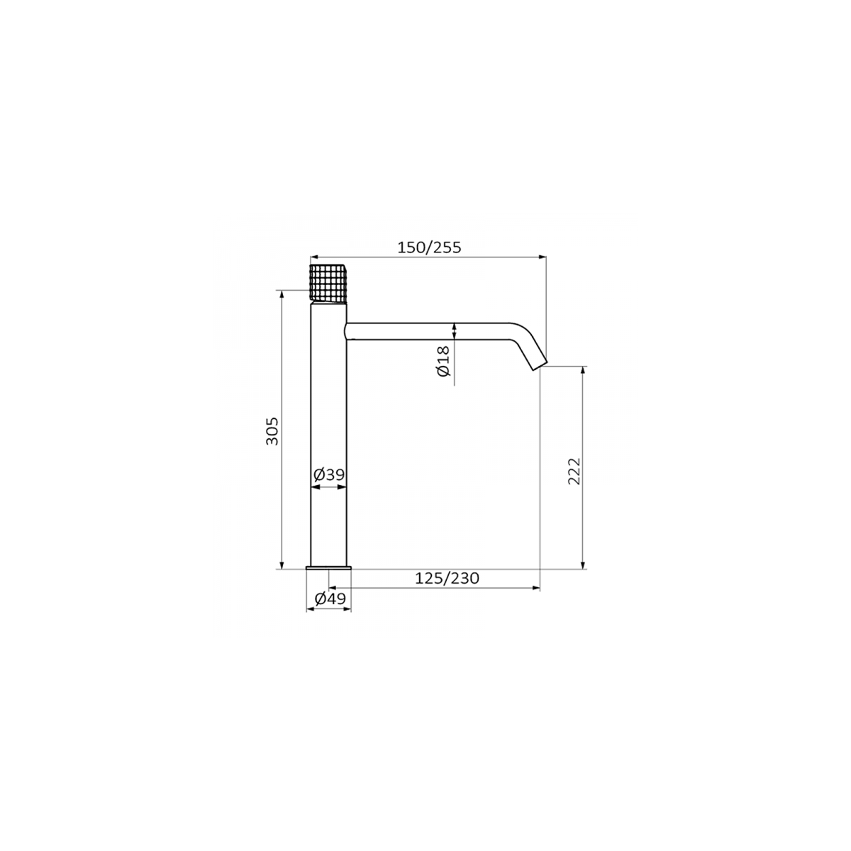 Grober Aura Grifo de Lavabo XXL Caño 230 mm...