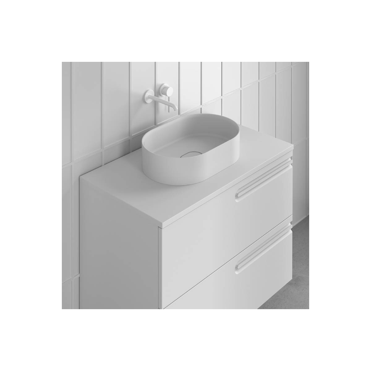 Royo Oval lavabo sobre encimera solid surface