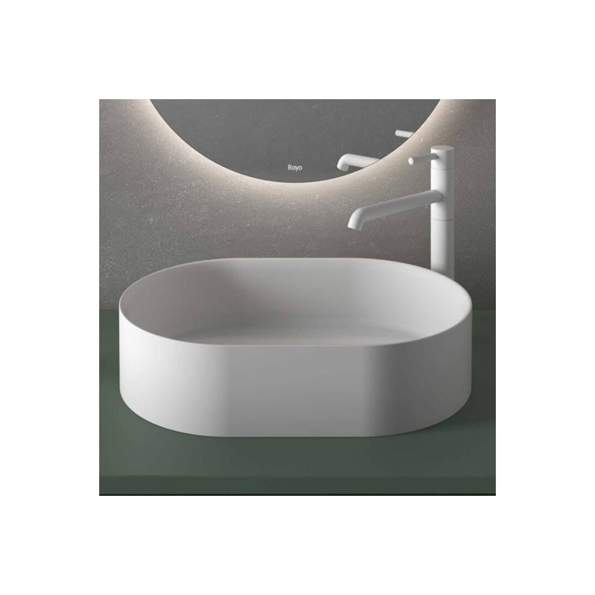Royo Oval lavabo sobre encimera solid surface