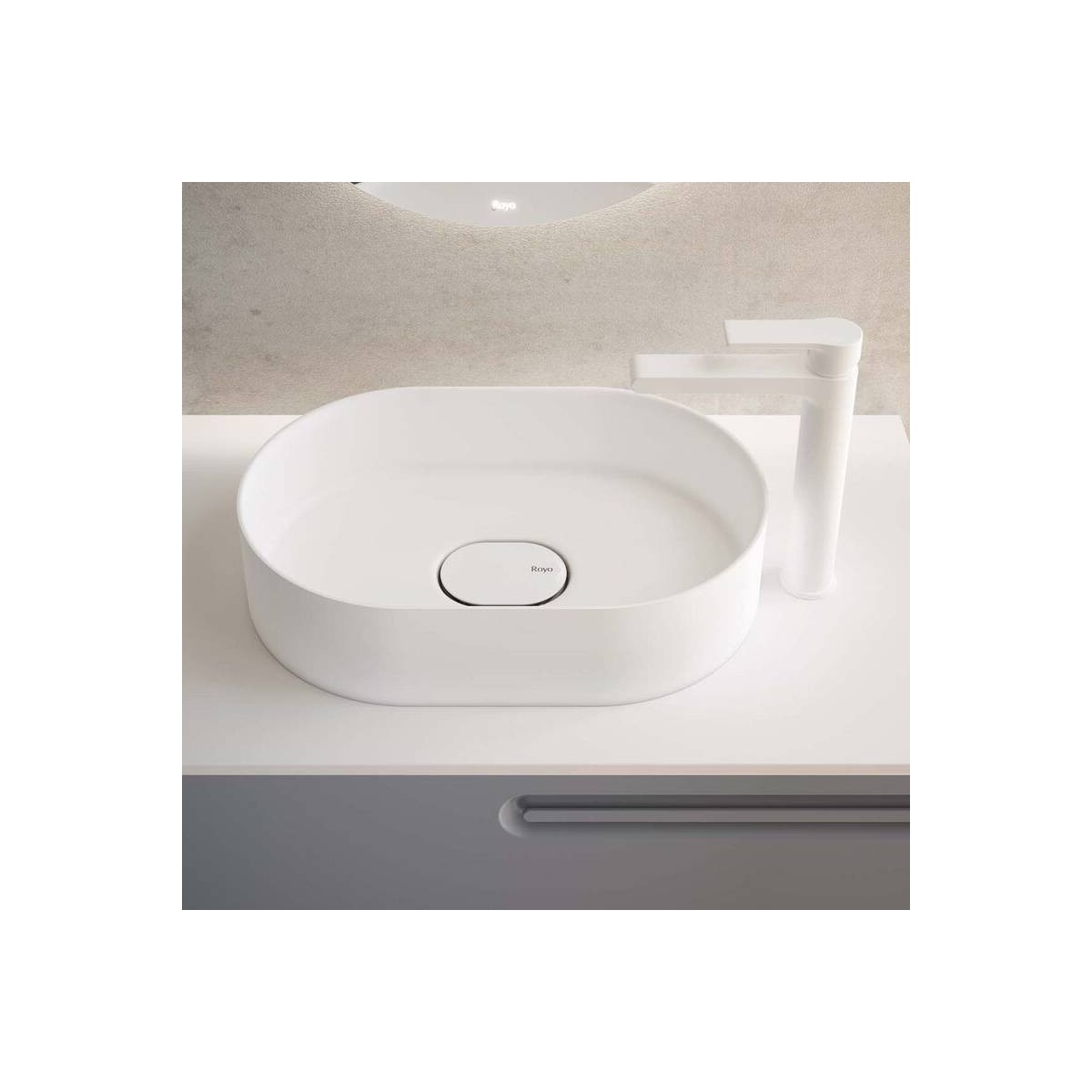 Royo Oval lavabo sobre encimera solid surface