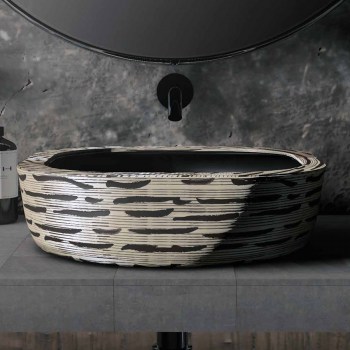 Art Bath, Tulio Lavabo Sobrencimera Decorativo Porcelana Beige/Negro